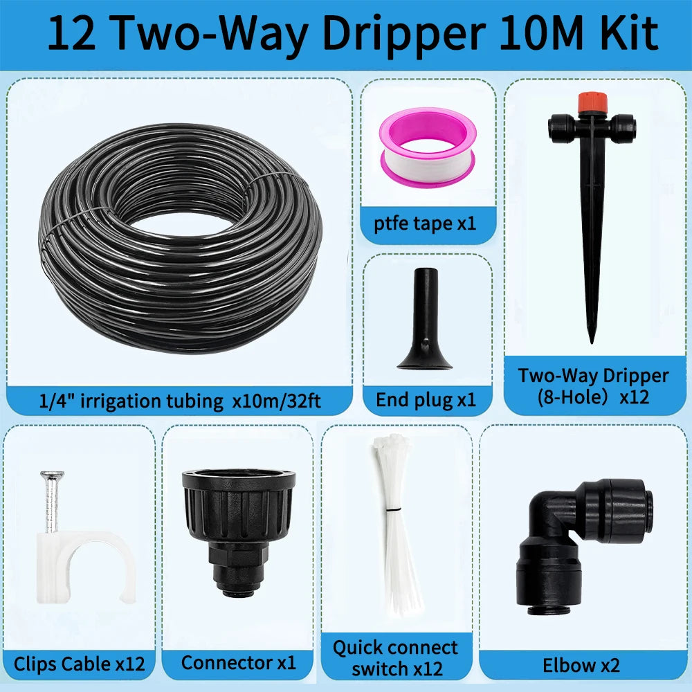 Garden Watering System, Quick-Connect Drip Irrigation Kit, DIY Automatic Irrigation Equipment Set for Lawn Raised Bed Greenhouse Peaceful Pleasures Health and Wellness 10M