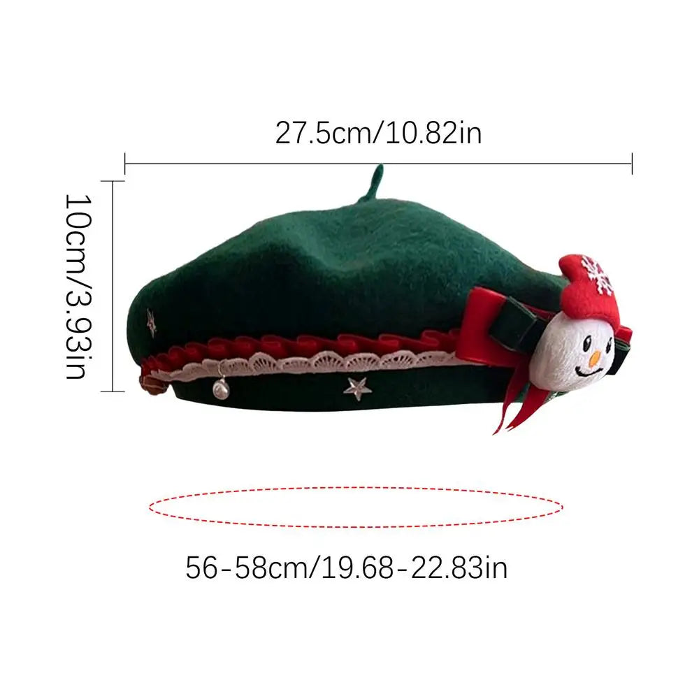 Women's Wool French Beret Hat | Winter Festive Headwear