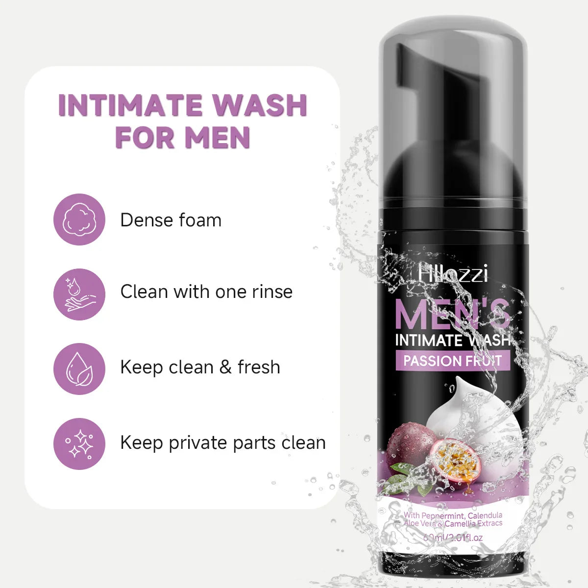 Men's Passion Fruit Intimate Wash Foam – Deodorizing Cleanser