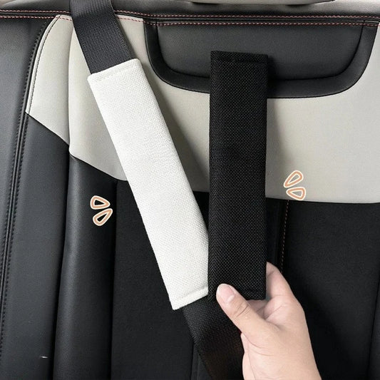 2pcs Car Seat Belt Cover with Hole DIY Detachable Doll Decoration Children Seat Belt Protector Cover Auto Interior Accessories Peaceful Pleasures Health and Wellness 1 white and 1 black