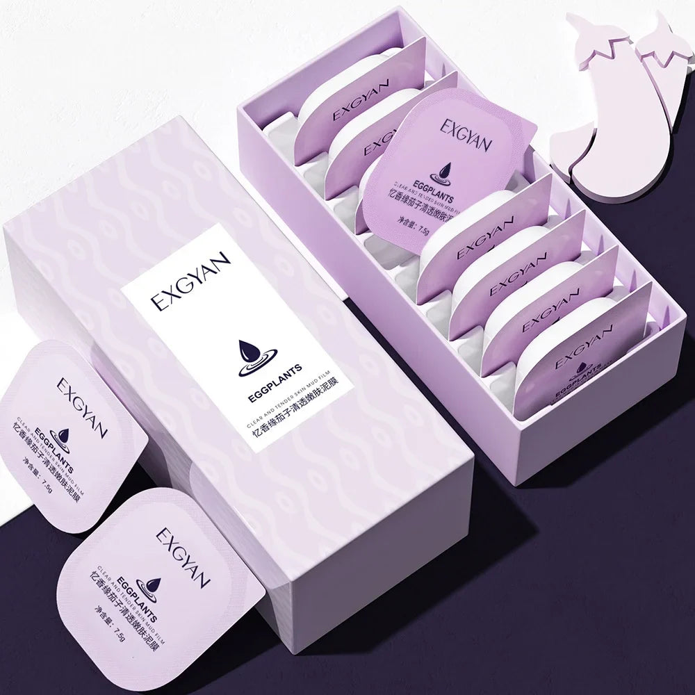 Eggplant Cleansing Mud Mask – 8 Sachets | Kaolin Clay Face Mask