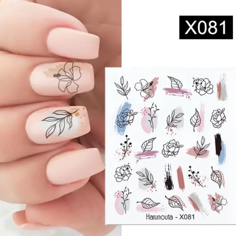 Harunouta 1 Sheet Nail Water Decals Transfer Lavender Spring Flower Leaves Nail Art Stickers Nail Art Manicure DIY Peaceful Pleasures Health and Wellness