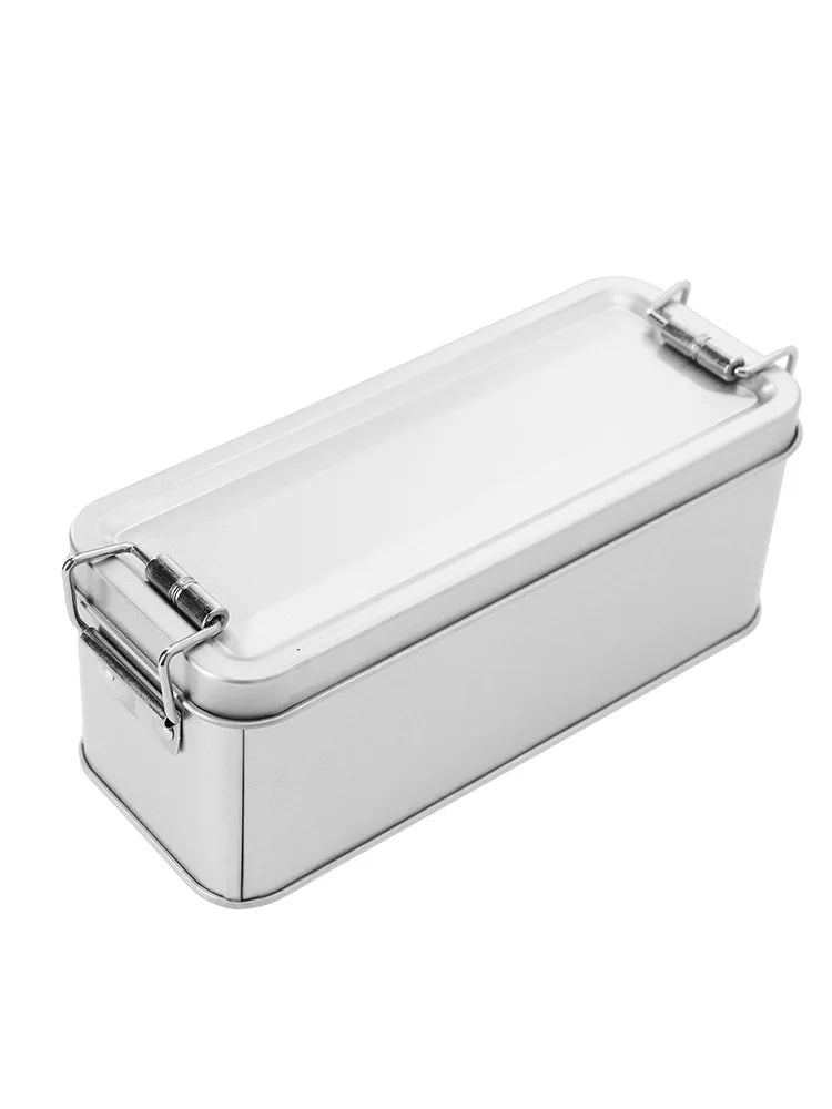 Tinplate Box Metal Storage Tins Tea Container Rectangular W Lids