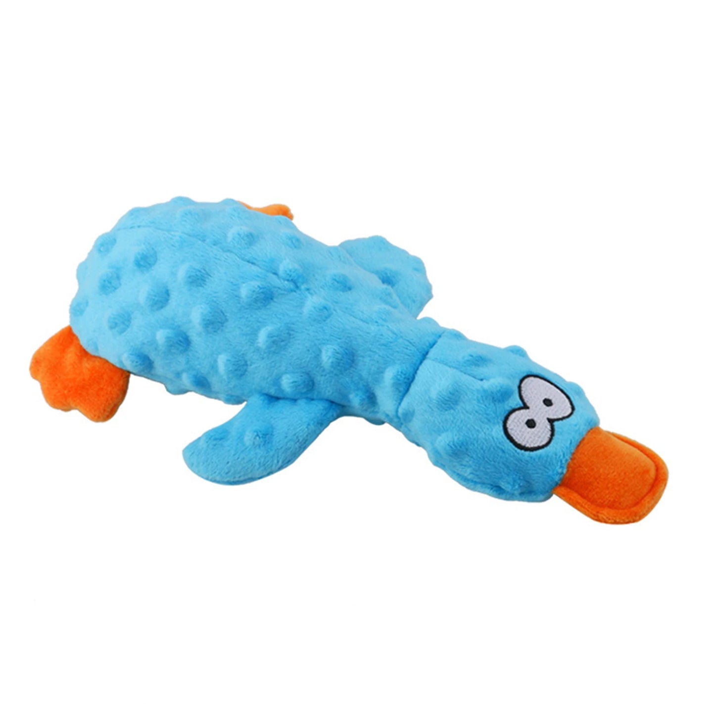 Cute Duck Puppy Teething Interactive Chewing Plush Toy with Built-in Squeaker Plush Animal Dog Toy for Indoor Small Pets Peaceful Pleasures Health and Wellness 1Pcs Blue