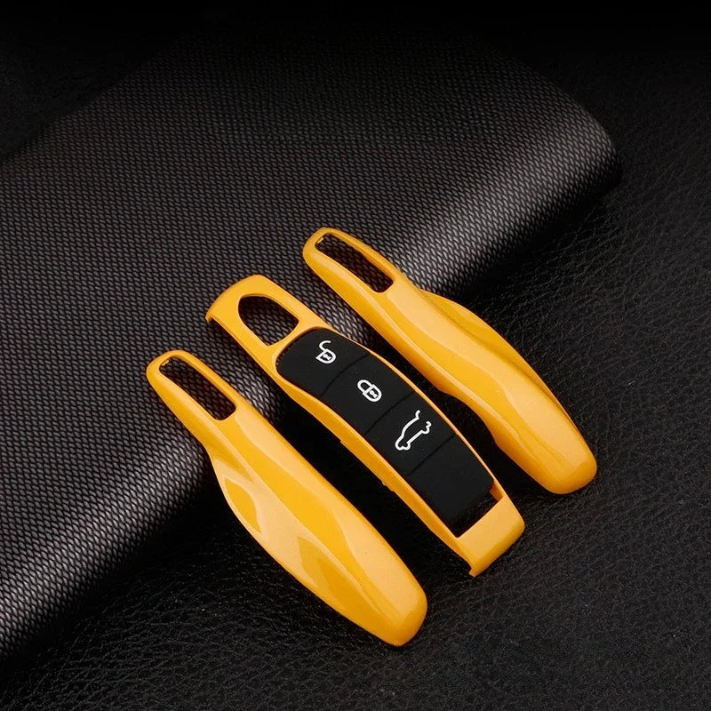 Car Smart Remote Key Case Fob Covers Set Shell for Porsche Panamera Spyder Carrera Macan Boxster Cayman Cayenne 911 970 981 991 Peaceful Pleasures Health and Wellness YELLOW