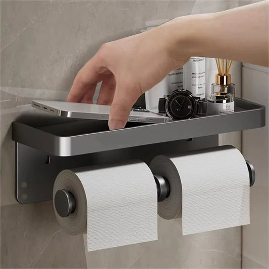 Drill-Free Wall Mount Toilet Paper Holder – Waterproof Metal Toilet Paper Holder Peaceful Pleasures Health and Wellness