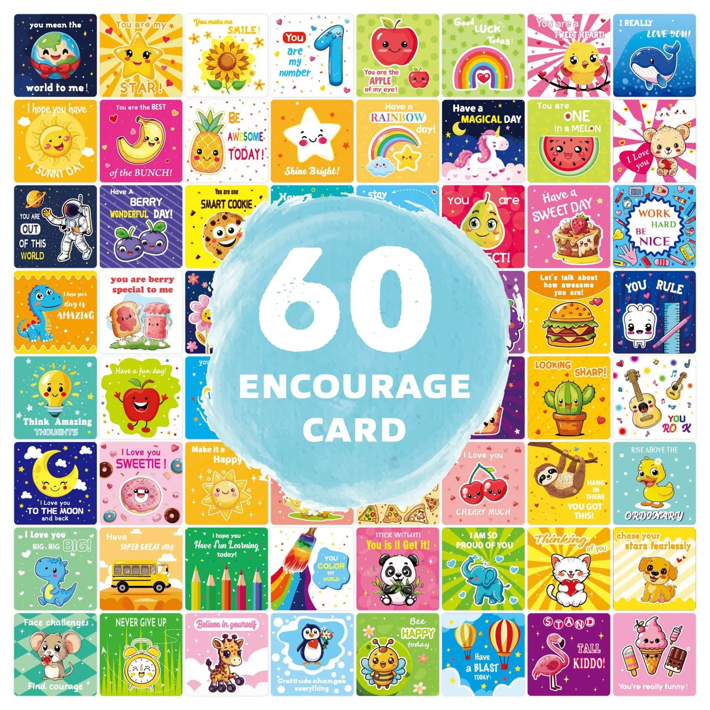 Kids Encouragement Cards Cute Cartoon English Positive Notes Writable