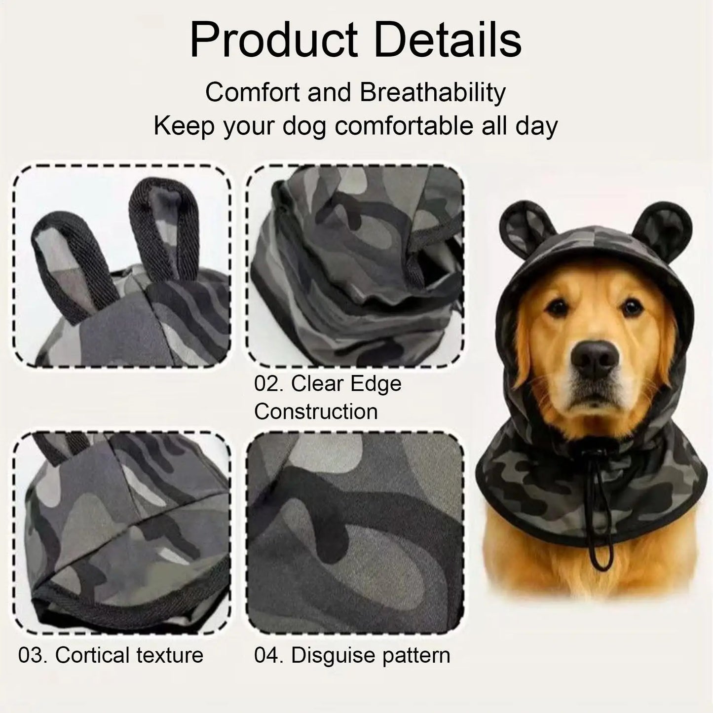 Dog Sun Hat Wide Brim Bucket Hat with Adjustable Drawstring