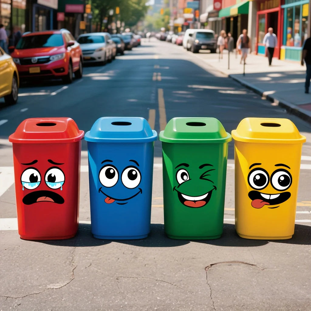 4 Cartoon Happy Face Stickers | Self-Adhesive PVC Decals