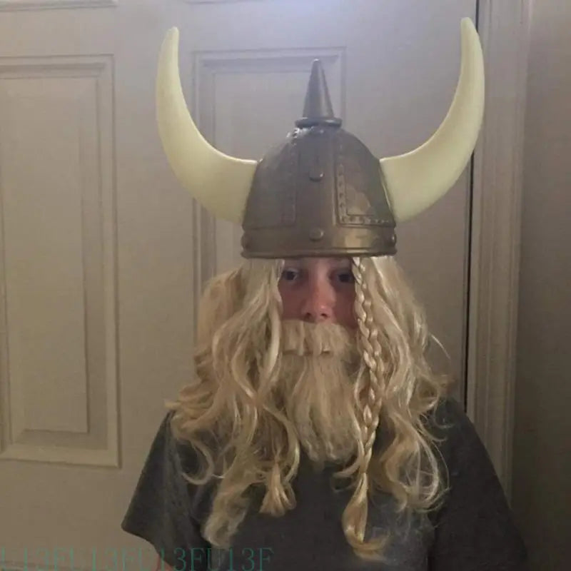Viking Horned Helmet Hat – Medieval Warrior Costume Adults