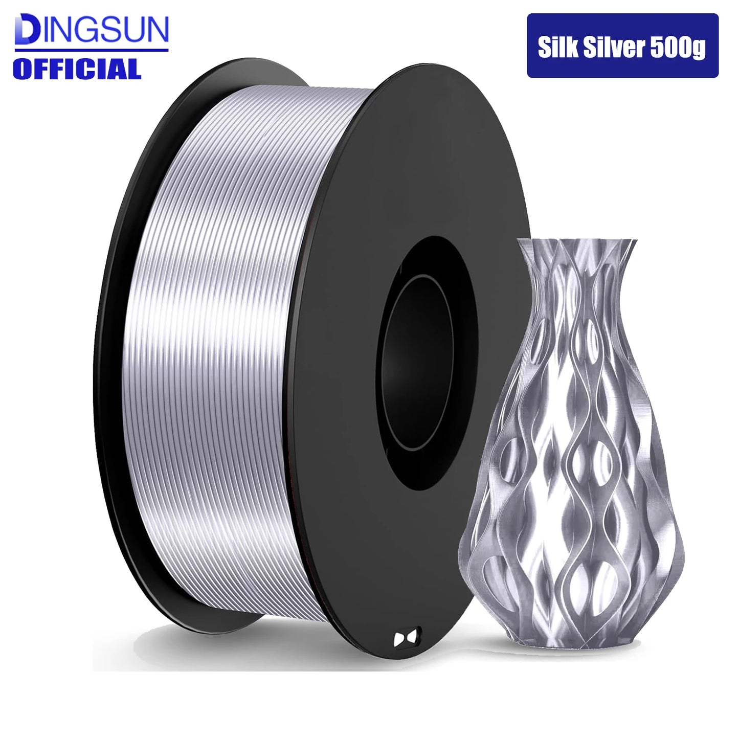 Silk PLA Filament 1.75mm Bundle – Red White Blue Silver | DINGSUN