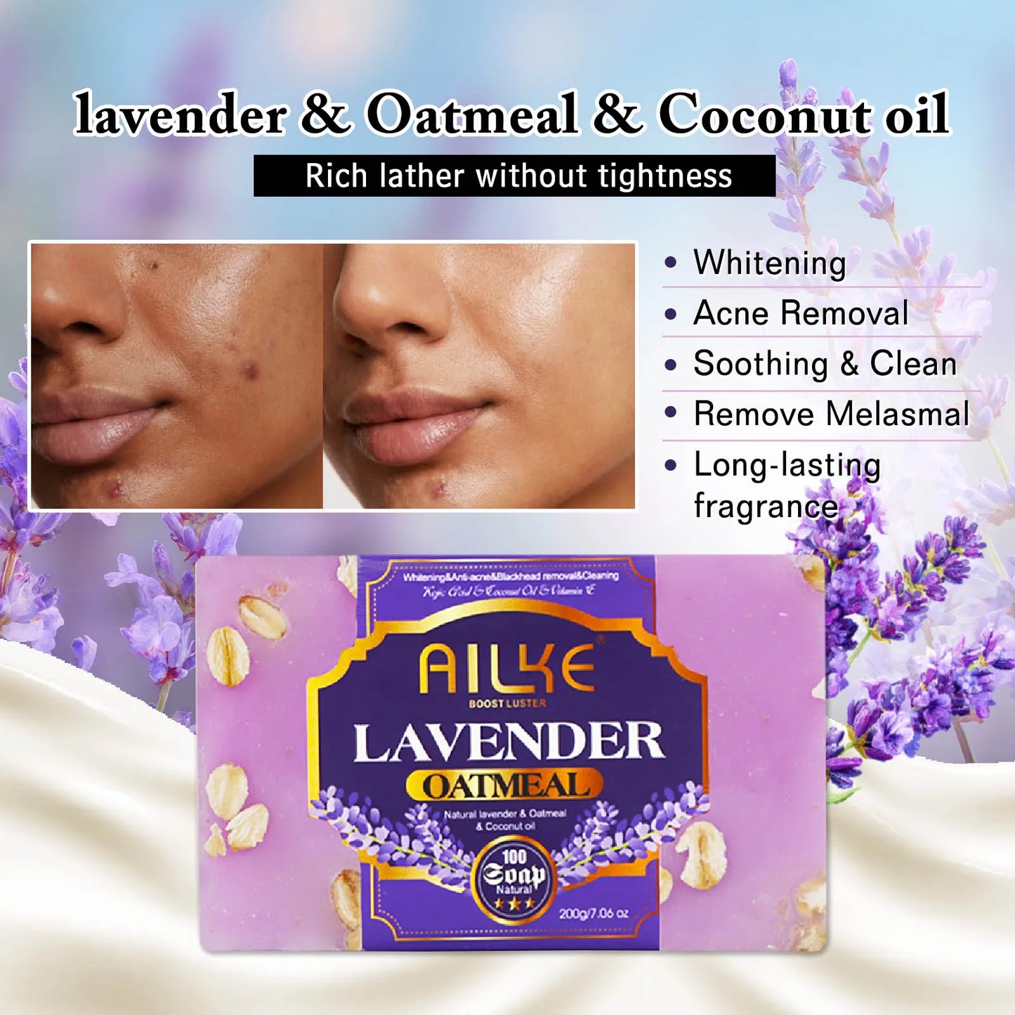 AILKE Lavender Oatmeal Brightening Soap – Face & Body 200g