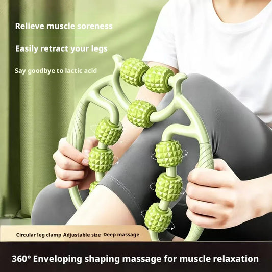Adjustable 9-Rollers Leg Massager 360° Wrap-Around Muscle Roller for Deep Tissue Relief Leg Shaping & Sore Muscle Recovery Peaceful Pleasures Health and Wellness