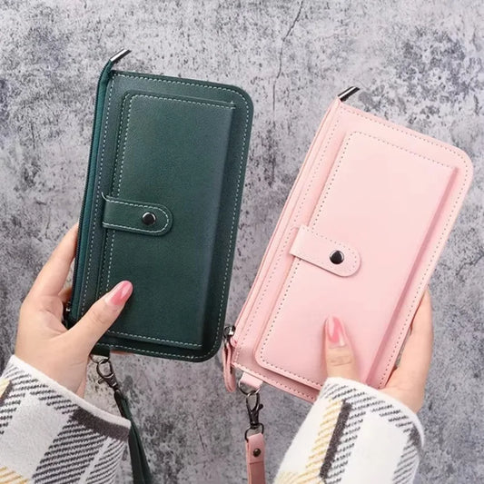 PU Leather Long Multi-card Position Clutch Buckle Zipper Studen Peaceful Pleasures Health and Wellness