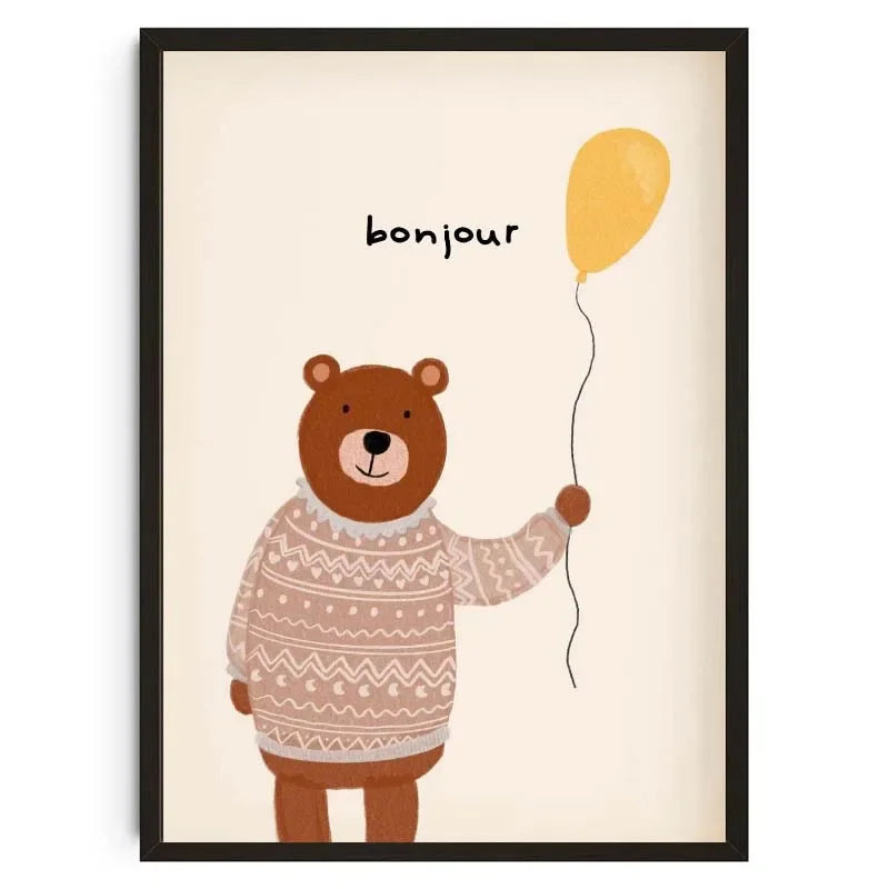 Animals Poster Prints Nordic Floral Bunnies Nursery Cool Bear Goose Wall Art Whimsical Rabbit Print for Kids Room Playroom Decor Peaceful Pleasures Health and Wellness