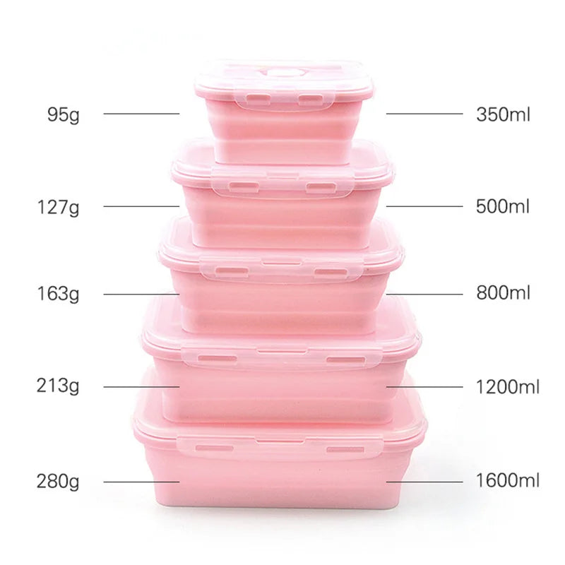 Foldable Silicone Lunch Box Set | Collapsible Food Containers