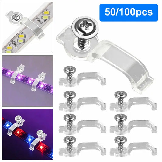 LED Strip Mounting Clips with Screws | 50 & 100 Pack, 10mm LED Strip Clips Oasis Select
