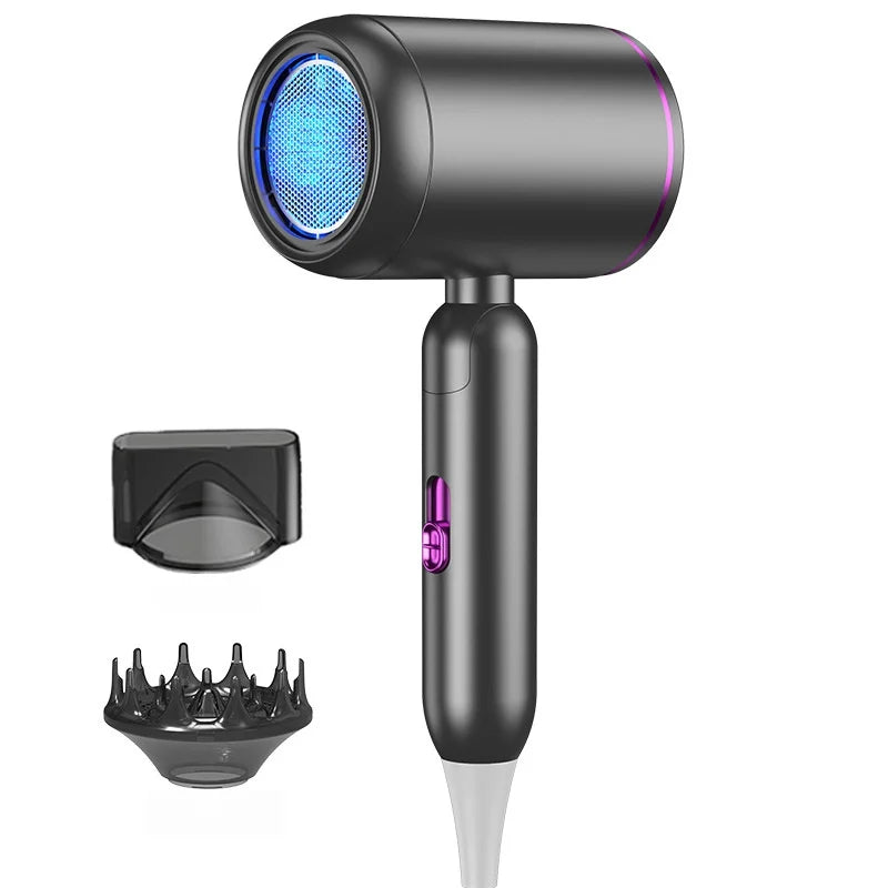 The Latest Foldable Hair Dryer With EU/US/UK Plug, High-Power 19 Second Quick Drying Blue Light Negative Ion Silent Hair Dryer Peaceful Pleasures Health and Wellness F-Grey-2 US