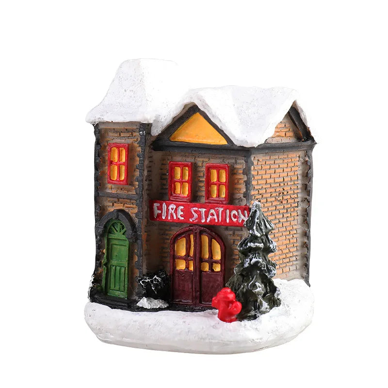 Christmas Led Light House Christmas Tree Ornaments LED Resin Small Village House Xmas Glow Decor Gift Happy New Year Decors DC05 Peaceful Pleasures Health and Wellness 2021 D