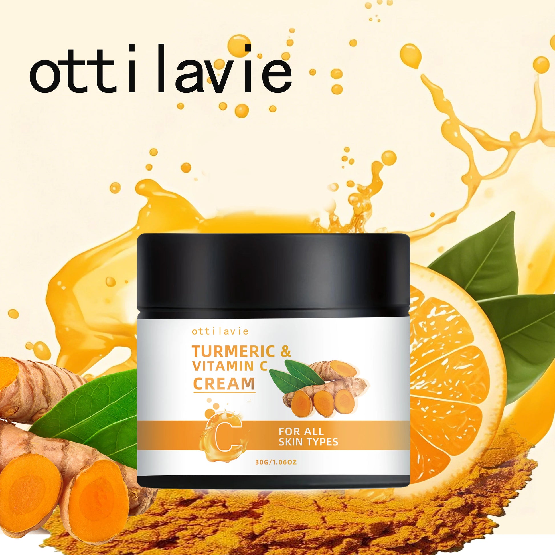 Turmeric & Vitamin C Cream -Lightweight Nourishment for Face& Neck, Fast-Absorbing HydrationAll Skin Types Peaceful Pleasures Health and Wellness 30g