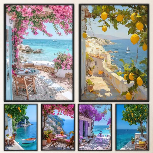Lemon Abstract Landscape Retro Frameless Canvas Wall Art Print Canvas Wall Art Peaceful Pleasures Health and Wellness