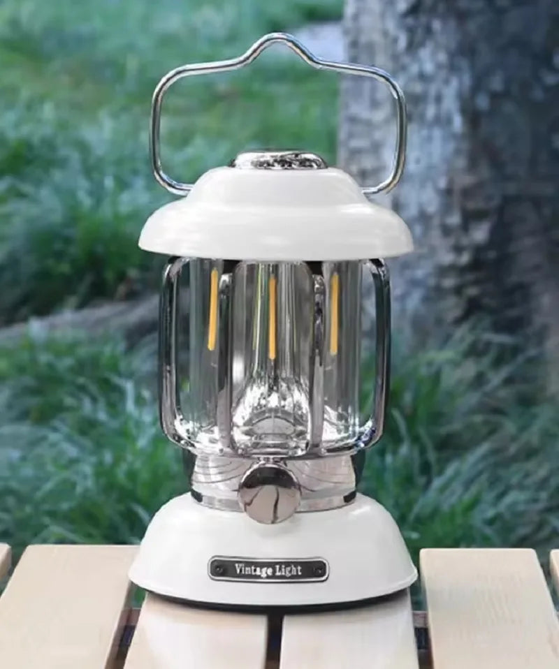 Retro LED Camping Lantern | USB-C Rechargeable, IP55 Waterproof