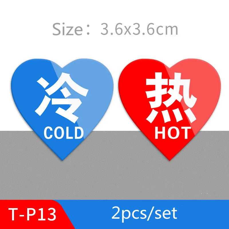 Hot & Cold Faucet Label Stickers – Acrylic Self-Adhesive Signs