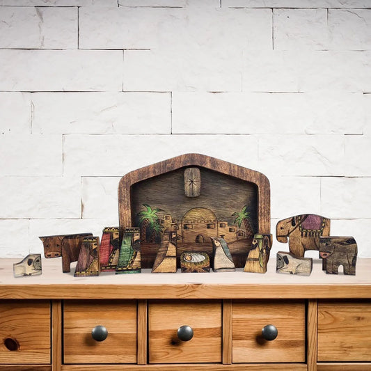 Wooden Nativity Puzzle Set | Wood Burned Christmas Figurines Nativity Puzzle Set Peaceful Pleasures Health and Wellness