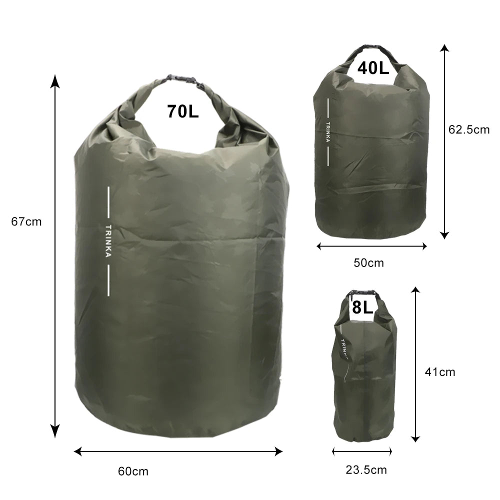 8L 40L 70L Waterproof Storage Bag Outdoor Traveling Carrying Bags For Boating Kayaking Canoeing Floating Dry Sack Pouch Portable Peaceful Pleasures Health and Wellness