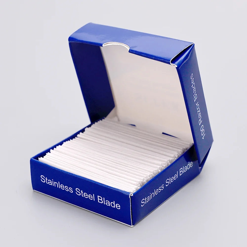 100-Pack Single-Sided Stainless Steel Razor Blades for Barbers