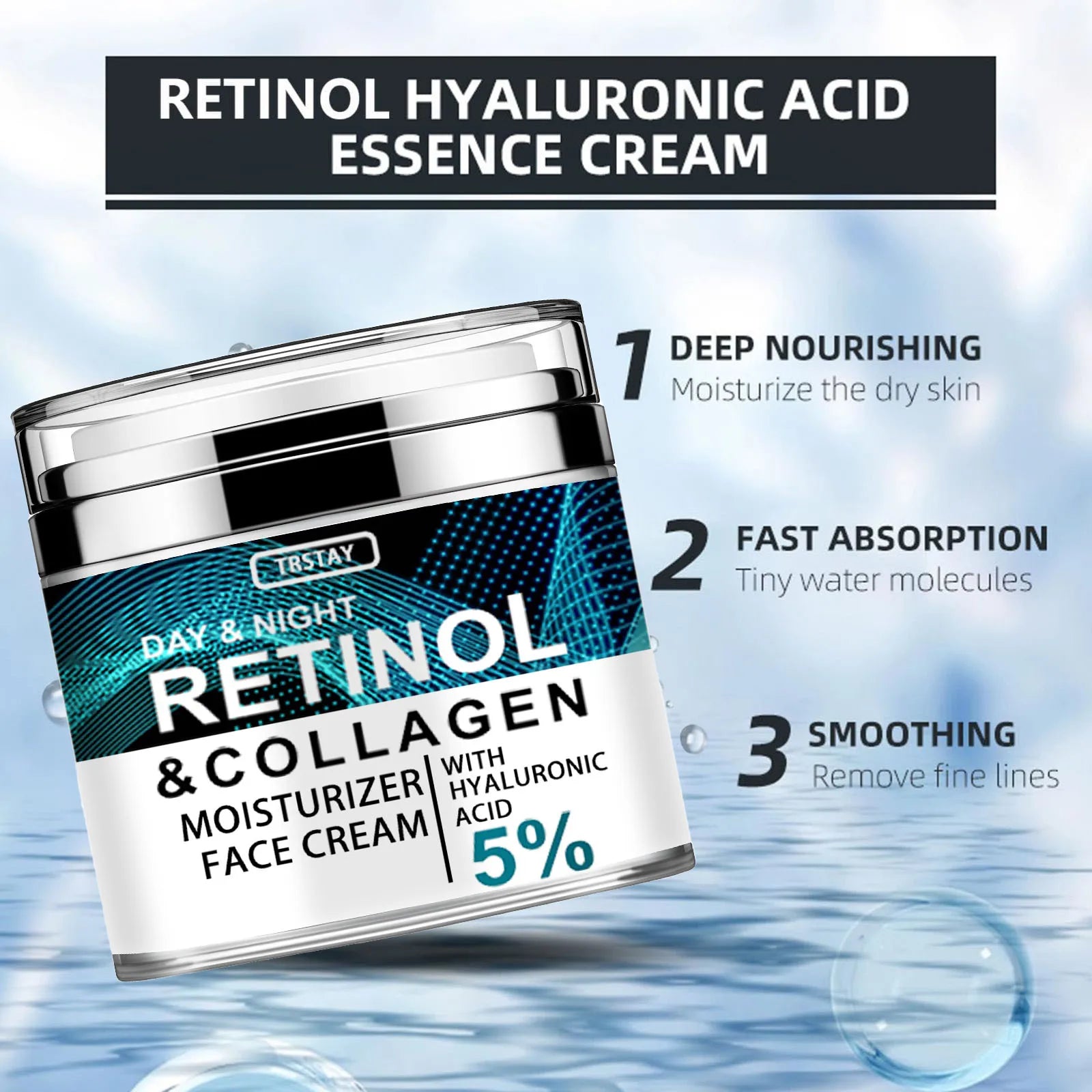 Collagen Retinol Hyaluronic Acid Cream, Retinol and Collagen Face Cream, Peaceful Pleasures Health and Wellness