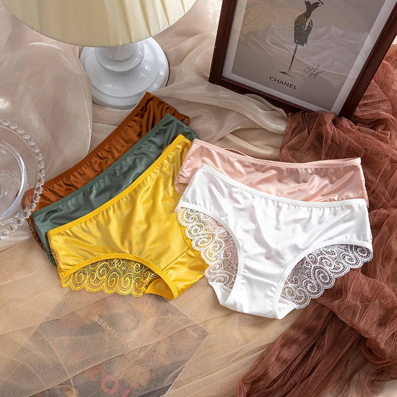 Ice Silk Satin Women's Panties | Cotton Antibacterial Crotch