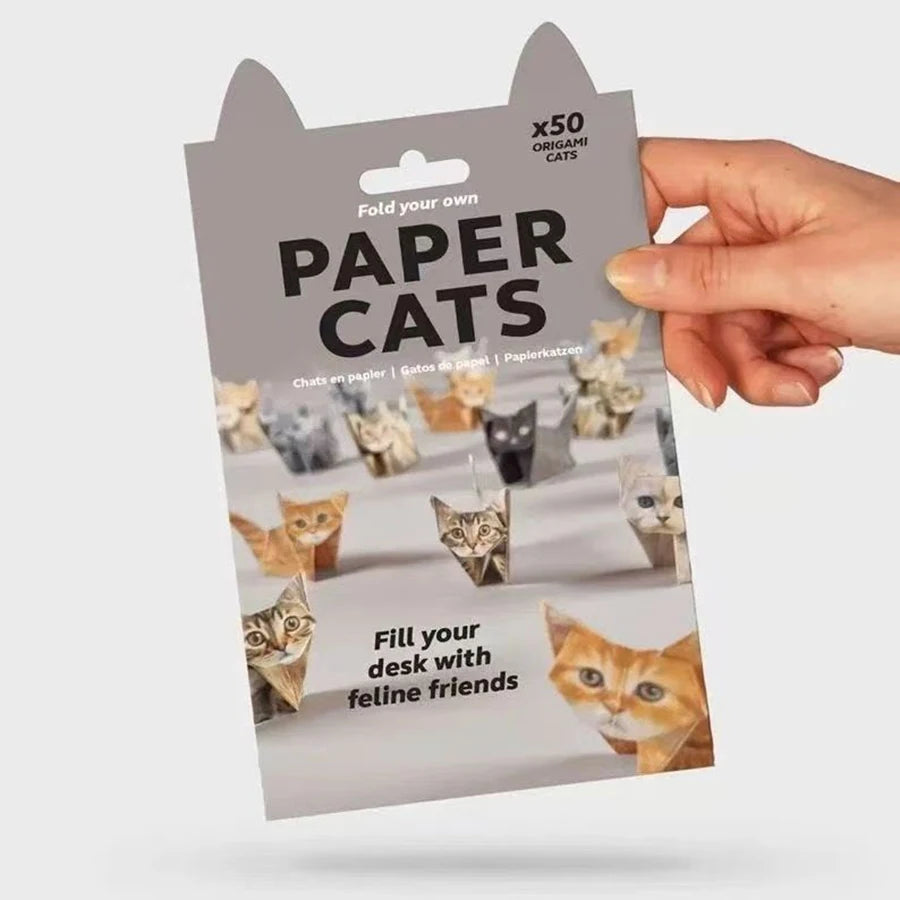 DIY 3D Origami Cats & Dogs Paper Kit – 50/100 Sheets with Pre-Creased Lines for Desk Decor & Gifts