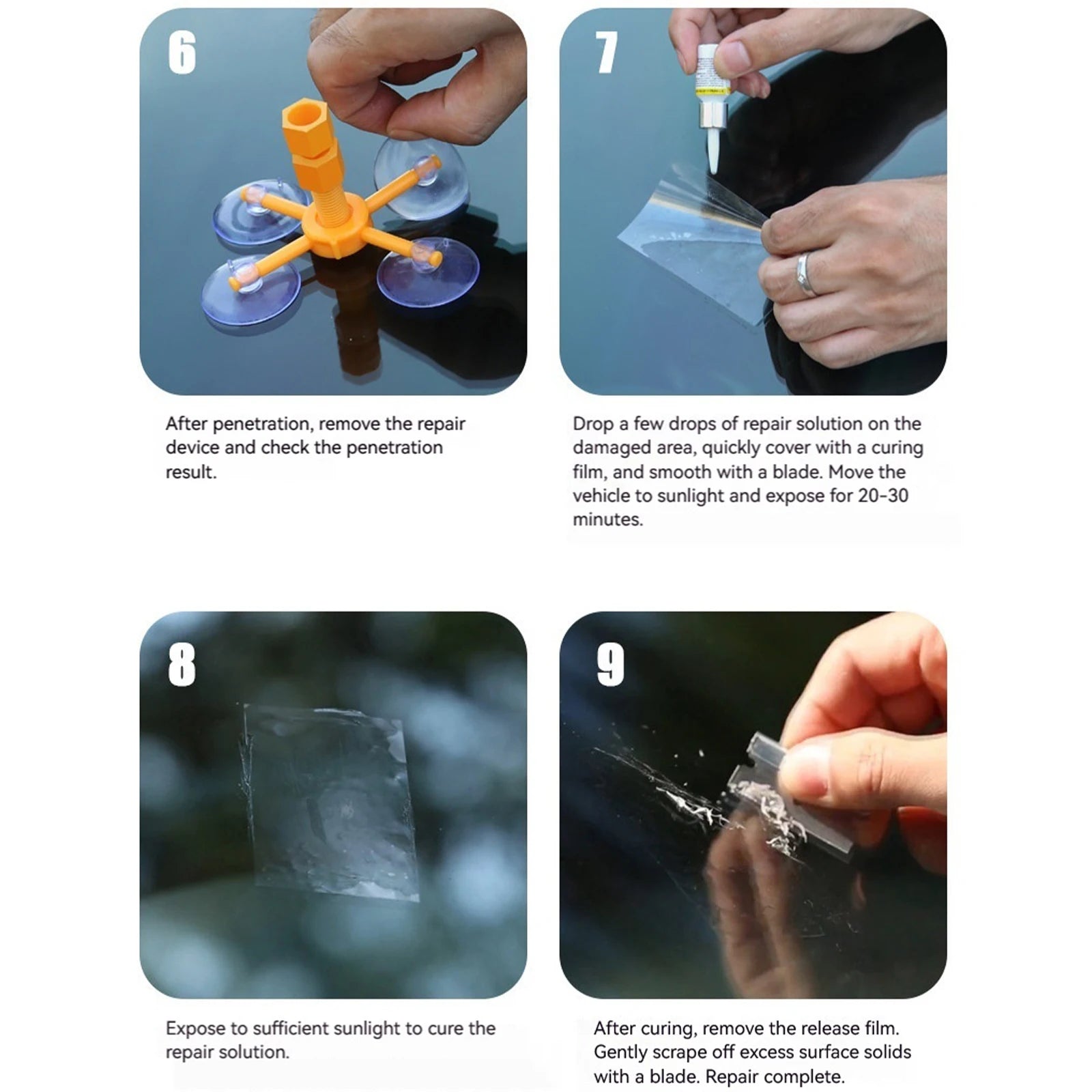 Windshield Chip Repair Kit Quick and Efficiency Glass Repair Liquid for Cracks Rock Chip Repair Kit for Chips and Cracks Peaceful Pleasures Health and Wellness
