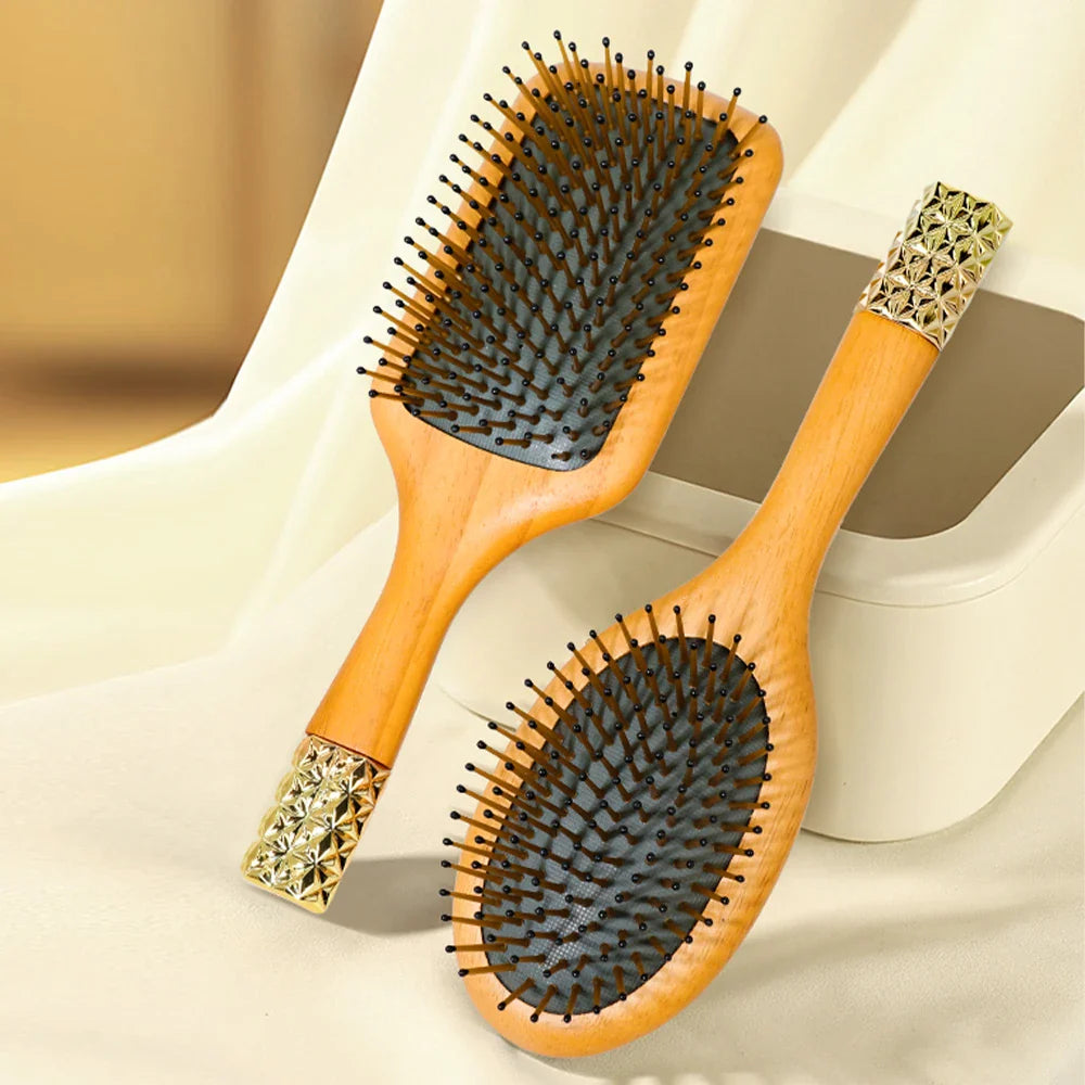 Wooden Airbag Cushion Hair Brush – Anti-Static Detangler