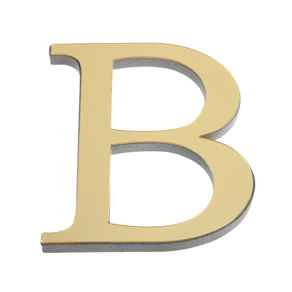 3D Mirror Acrylic Letter Wall Sticker | DIY Gold Alphabet Decal