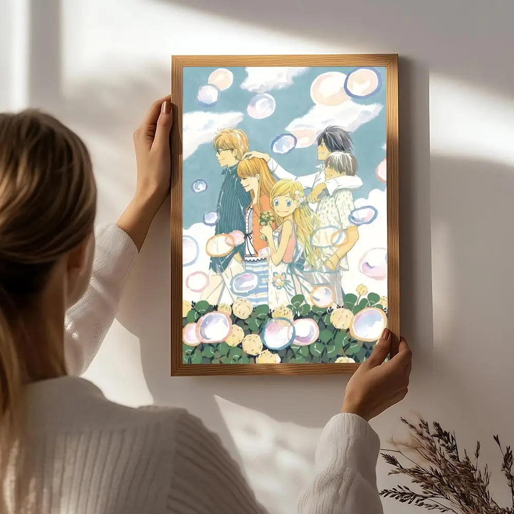 Honey and Clover Anime Poster – HD Waterproof Wall Art Anime Wall Poster Peaceful Pleasures Health and Wellness White3 15X20cmNoframe