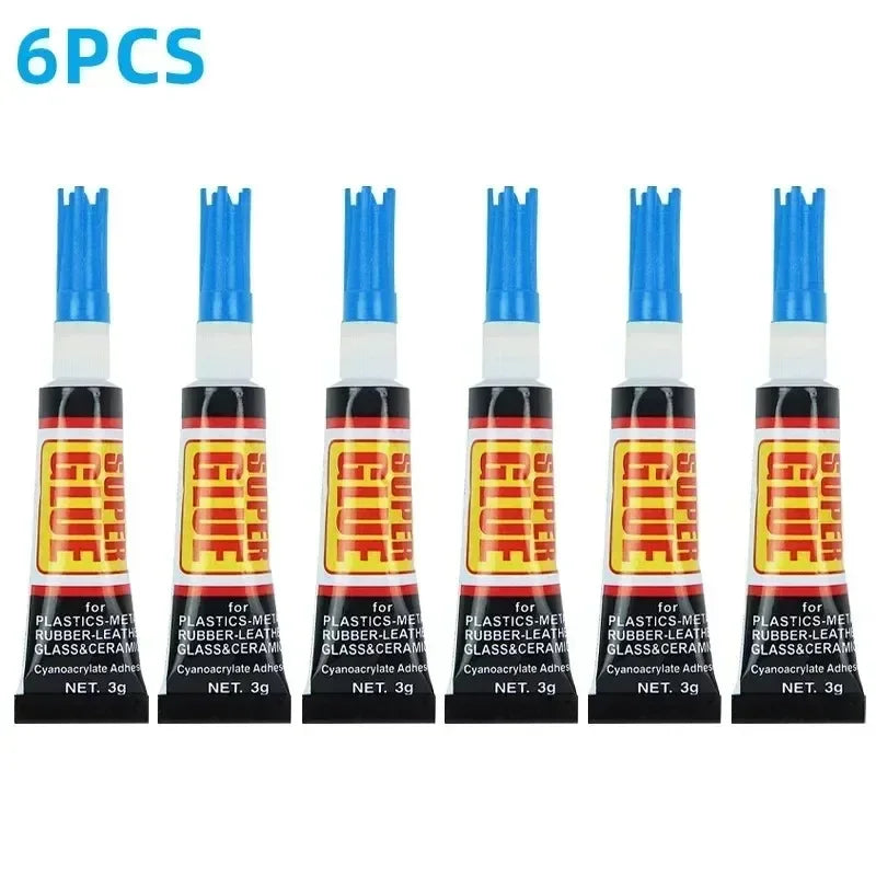 Super Glue Multi-Surface Clear Adhesive – 3/6/12 Pack Multi-Surface Super Glue Peaceful Pleasures Health and Wellness Blue lid 6Pcs