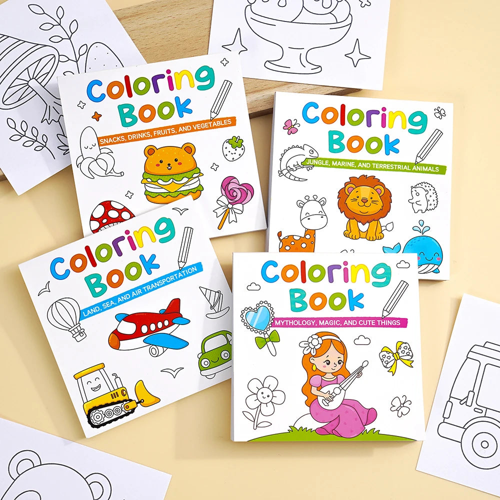 50 Sheets Mini Coloring Book Cartoon Convenient Graffiti