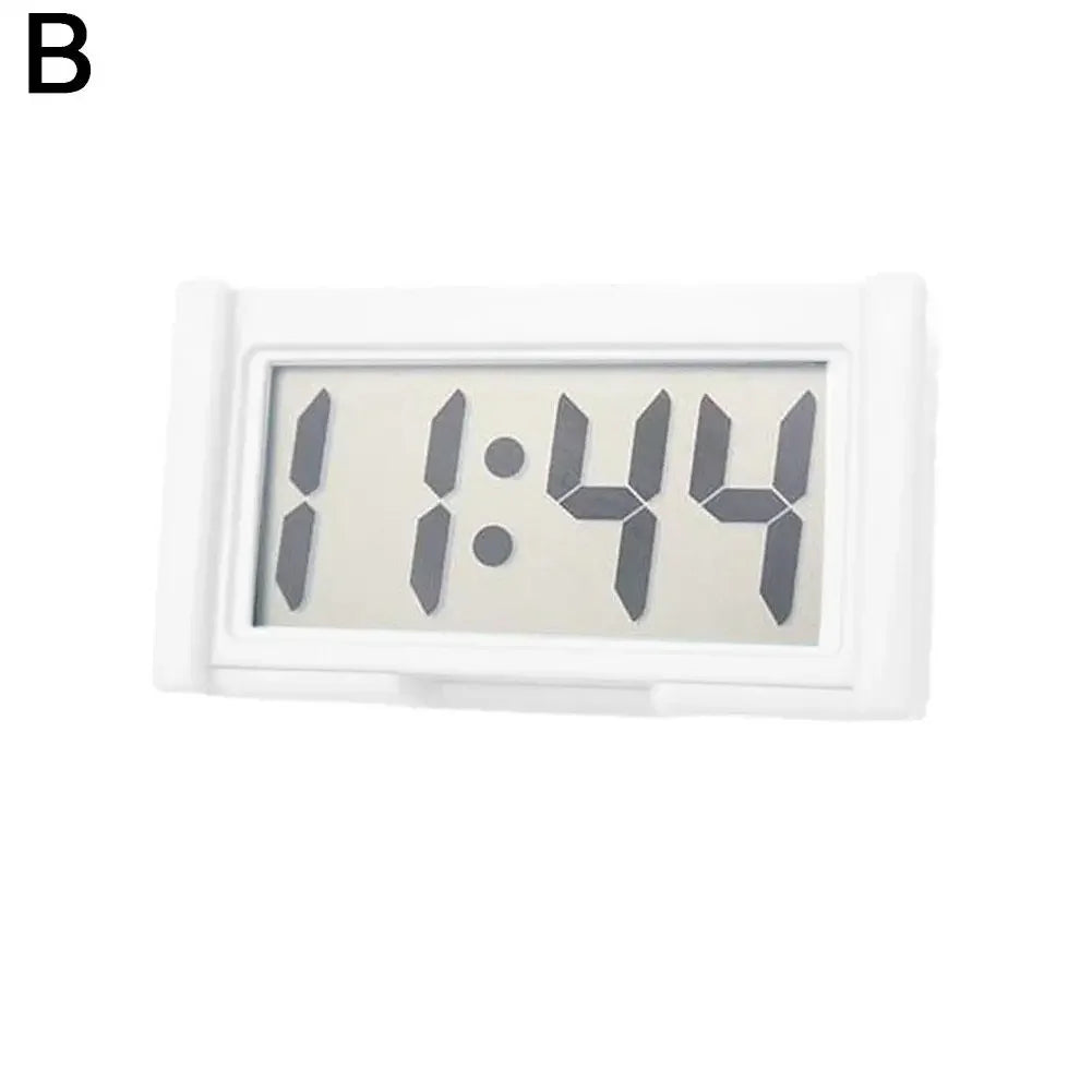 Practical Mini Digital Display Large Screen Car Mounted Small Adhesive Portable Electric Motorcycle Car Mounted Clock Mute New Peaceful Pleasures Health and Wellness WHITE