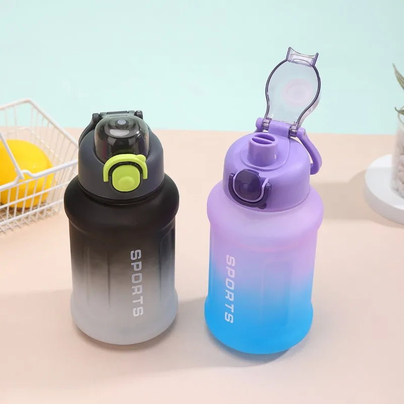 Portable 1300ml Large Capacity Gradient Color Water Bottle Frosted Cup Plastic Straw Cup Sports Drinking Water Tool Peaceful Pleasures Health and Wellness