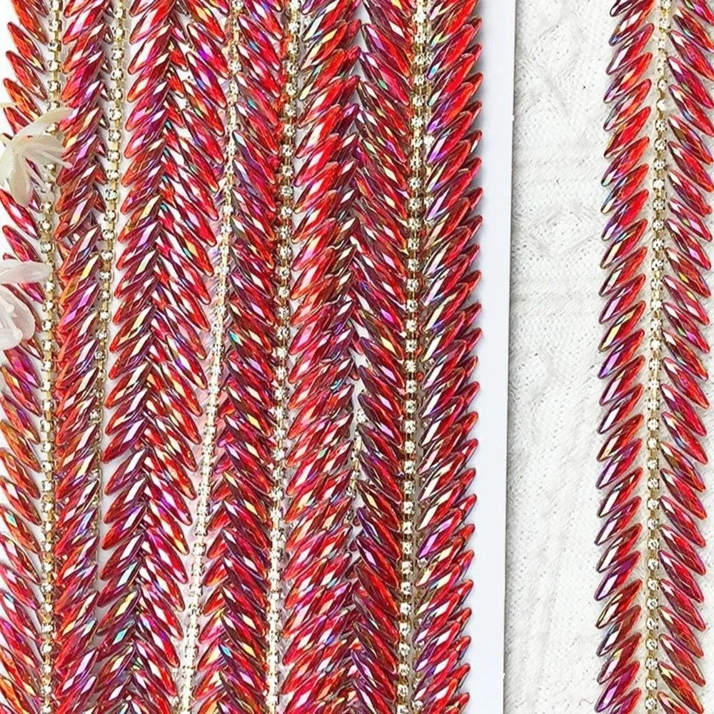 Iron-On Rhinestone Ribbon Trim 1 Yard | DIY Crystal Decoration