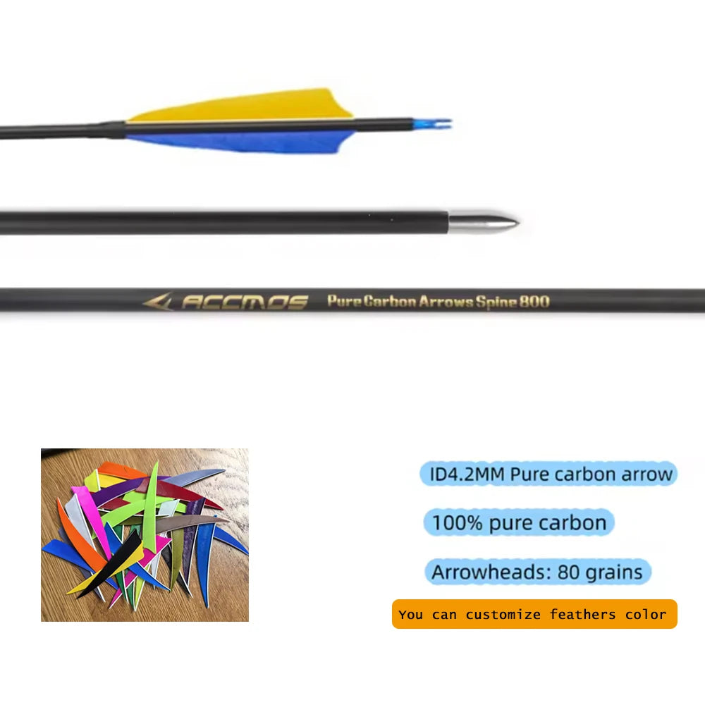 6 12 Pure Carbon Arrow ID4 28''30''31''Shaft Spine 300 400 500 600