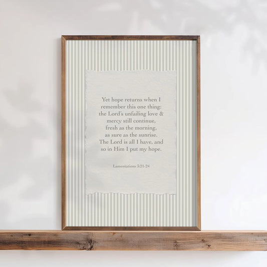 Lamentations 3:21-24 Bible Verse Canvas Wall Art | Scripture Print Scripture Canvas Print Peaceful Pleasures Health and Wellness