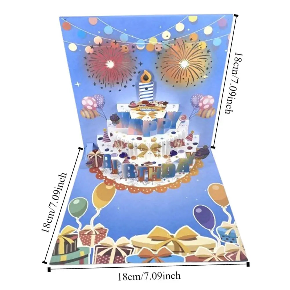 3D Pop-Up Musical Birthday Card with LED Blowable Candle