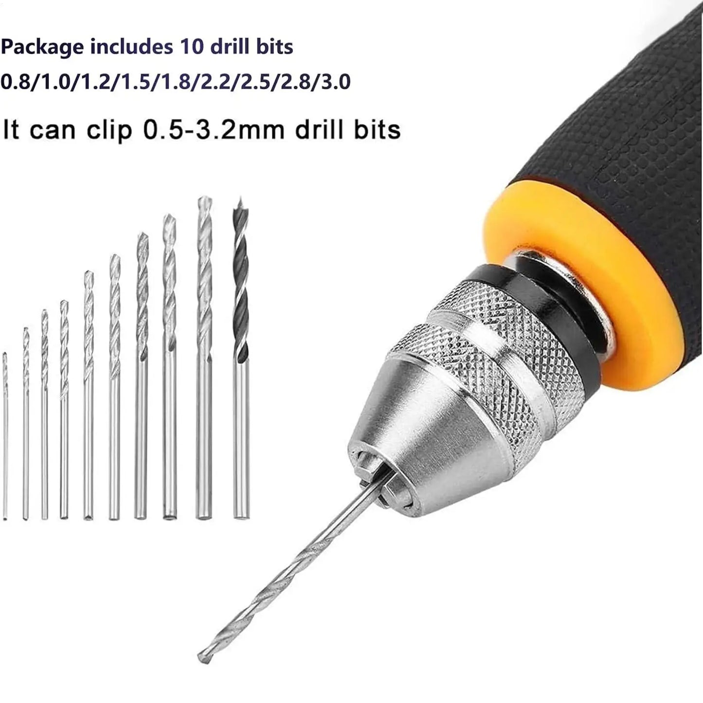 Mini Hand Drill Set – 10 Twist Bits for Jewelry & DIY Craft