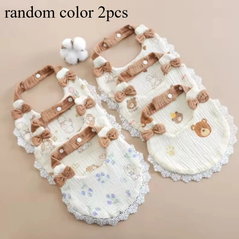 Random color3PCS Flower Bibs Headbands Bow Nylon Hairbands Double Side Saliva Towel Feeding Burp Cloth Scarf Boys Girls Headwear Peaceful Pleasures Health and Wellness random color 2pcs