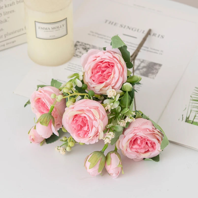 Silk Peony Bouquets 2/4PCS – Artificial Flowers Wedding & Home