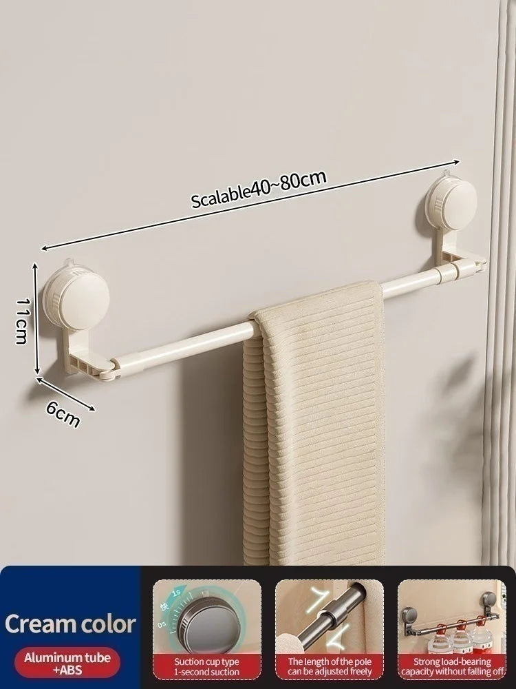No-Drill Adjustable Telescopic Rod with Suction Cup | Bath & Kitchen
