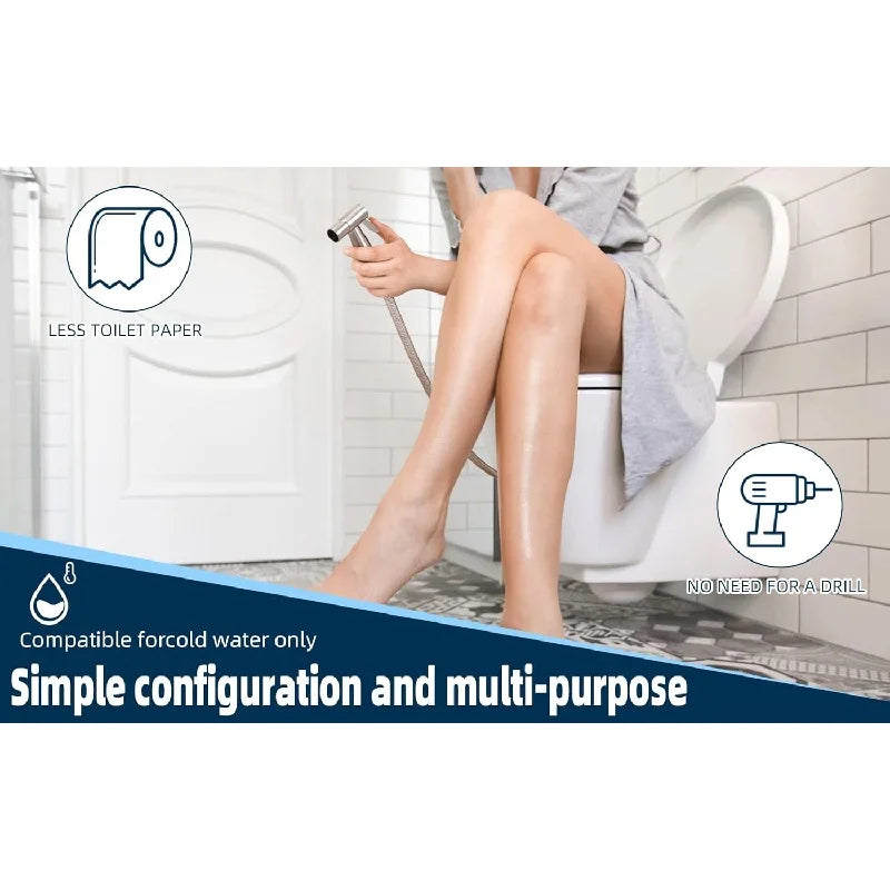 No-Drill Stainless Steel Shower Head & Bidet Sprayer Holder
